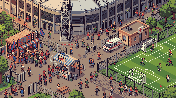 Picture of the “Stadium facilities” screen in Gaffer's Desk